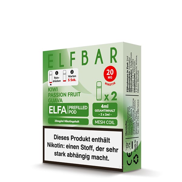 Elf Bar Elfa Kiwi Passion Fruit Guava 2x Pods 600 Züge – Bild 2