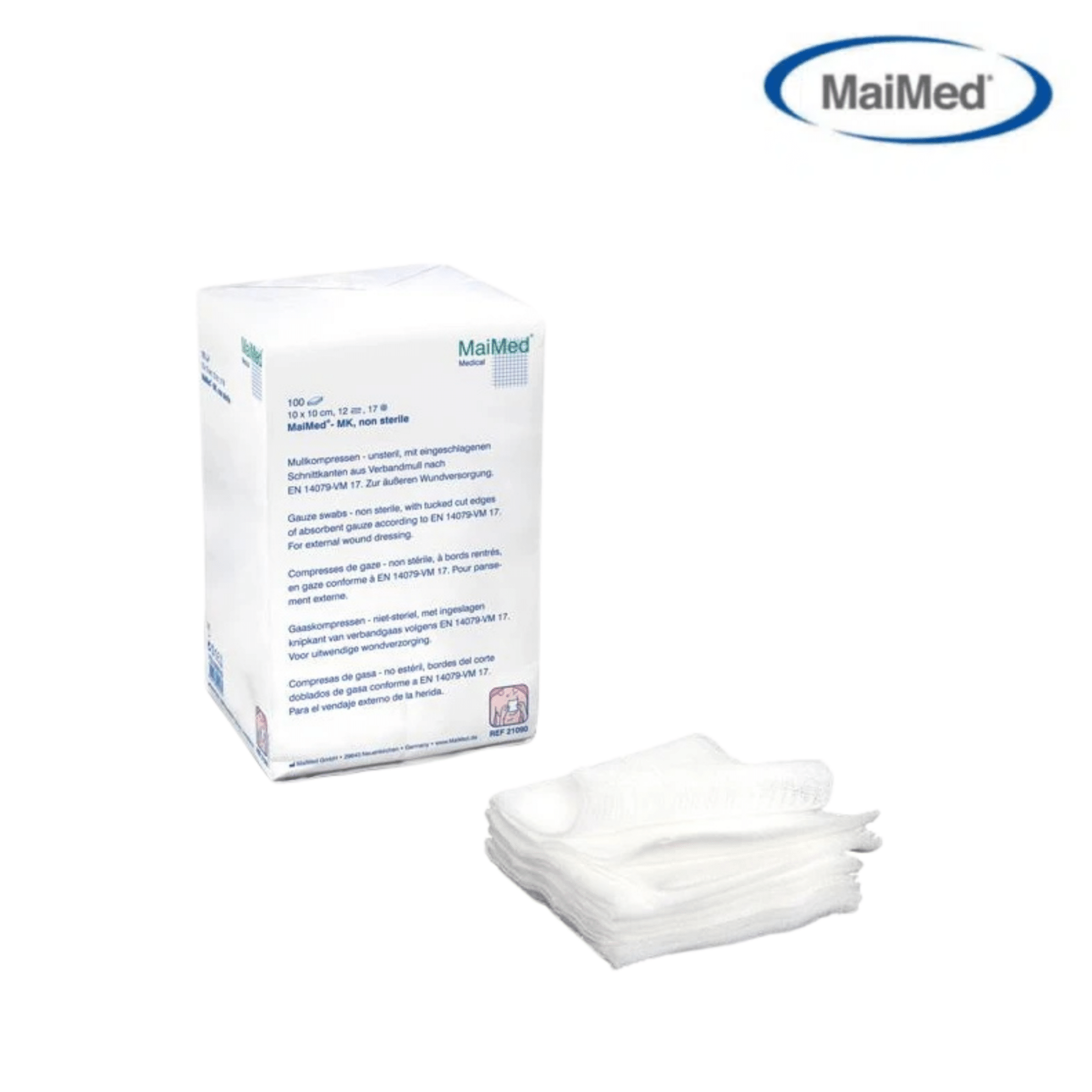 MaiMed MK unsteril Mullkompressen – 10 x 10 cm, 12-lagig, 17-fädig 10 Papiertüte à 100 Stk. – Bild 2