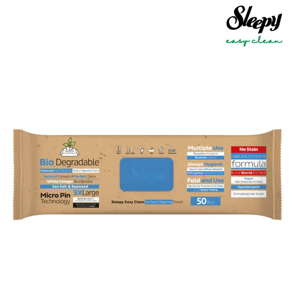Sleepy Easy Clean Bio Oberflächen und Böden Reinigungstücher 2 in 1 Blau 1 Packung à 50 Tücher – Bild 3